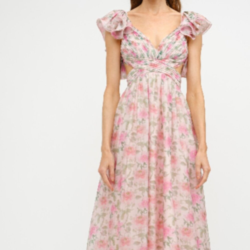 NEW Sofie The Label Jillian Floral Ruffle Tiered Midi Dress – Pink, NWT